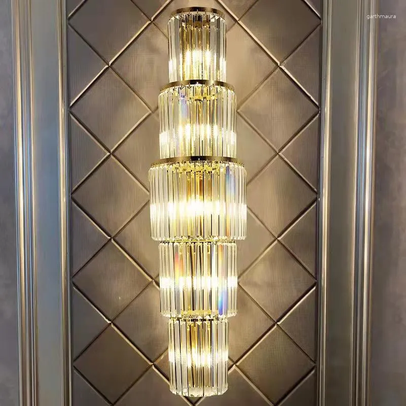 Lampes murales Clear Crystal Home Sconces Salon TV Fond Lampe Or Acier inoxydable E14 Ampoule Luminaires Drop