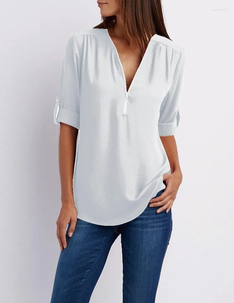 Bluzki damskie 2023 Summer Kobiety szyfon bluzka pół rękawów Koszule biurowe Praca najlepsza 5xl swobodne odzież żeńska