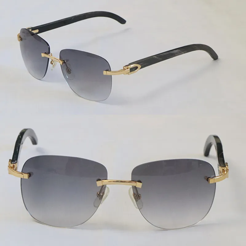 Wholesale Selling Classics Rimless Rimless Original White inside Black Buffalo horn Sunglasses Women Men 18K Gold UV400 Lens Sun Glasses Male and Female Frame