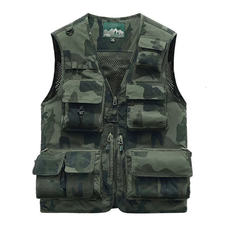 Men's Vests Spring Autumn Outdoors Military Black Camouflage Jacket Fashion  Fishing Vests For Men's Pocket Pography Casua Waistcoat 230826