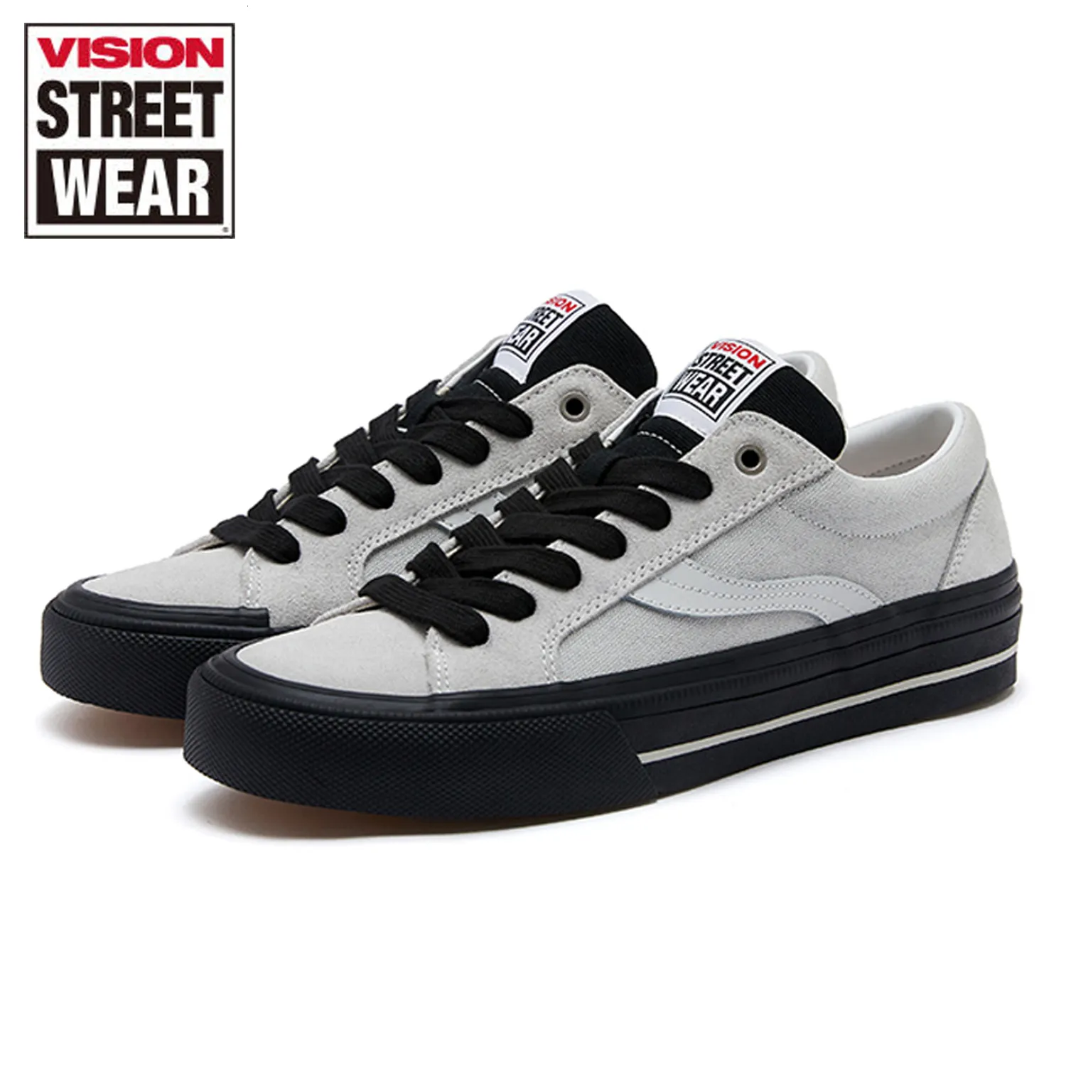 Dress Shoes Vision Street Wear x Odd Men Sport Skateboarding Women Retro Black Rubber Low Top Suede Canvas Unisex Skate Sneakers 230825