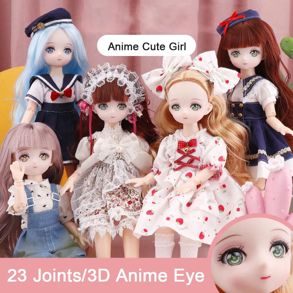 Puppen 30 cm Anime Puppe 16 Bjd 23 Joint Beweglicher Körper Dress Up Kleidung Zubehör Prinzessin Kinder Geburtstag Geschenk Spielzeug 230826