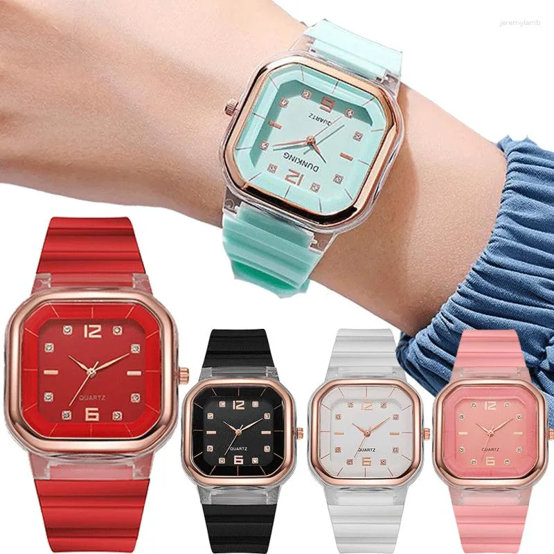 Wristwatches Candy Colors Silicone Square Quartz Women Watch Simple Sports Multifunctional Digital Female Men's Fashion