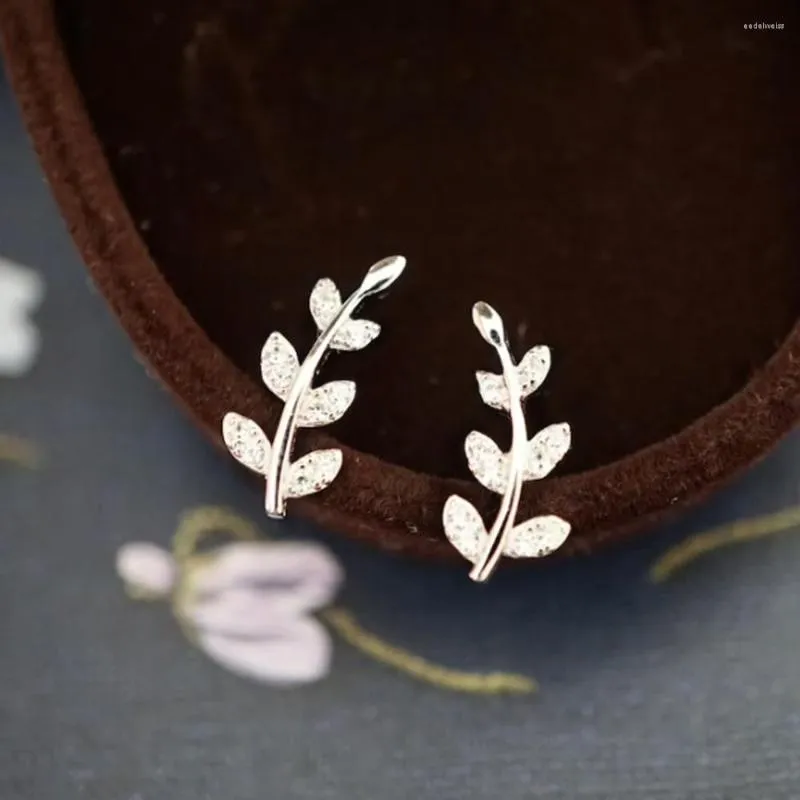 Oorknopjes Huitan Fancy Olive Shaped Dames Luxe Glanzend CZ Hoogwaardige zilveren kleur Mode Vrouwelijke Koreaanse sieraden