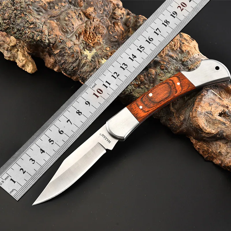 Składany nóż na zewnątrz ostrza ze stali nierdzewnej kemping kieszonkowy drewno drewno edc cutter cultery hurt