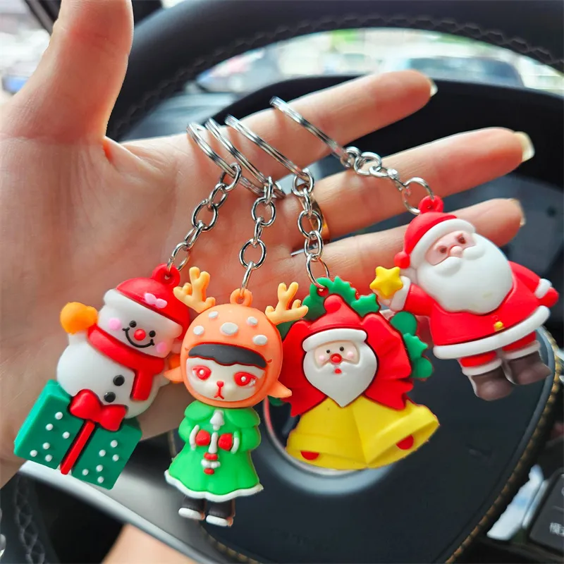 Cute Anime Keychain Charm Key Ring Lovely Christmas Keychains Pendant Santa Claus Doll Couple Students Personalized Creative Valentine's Day Gift DHL