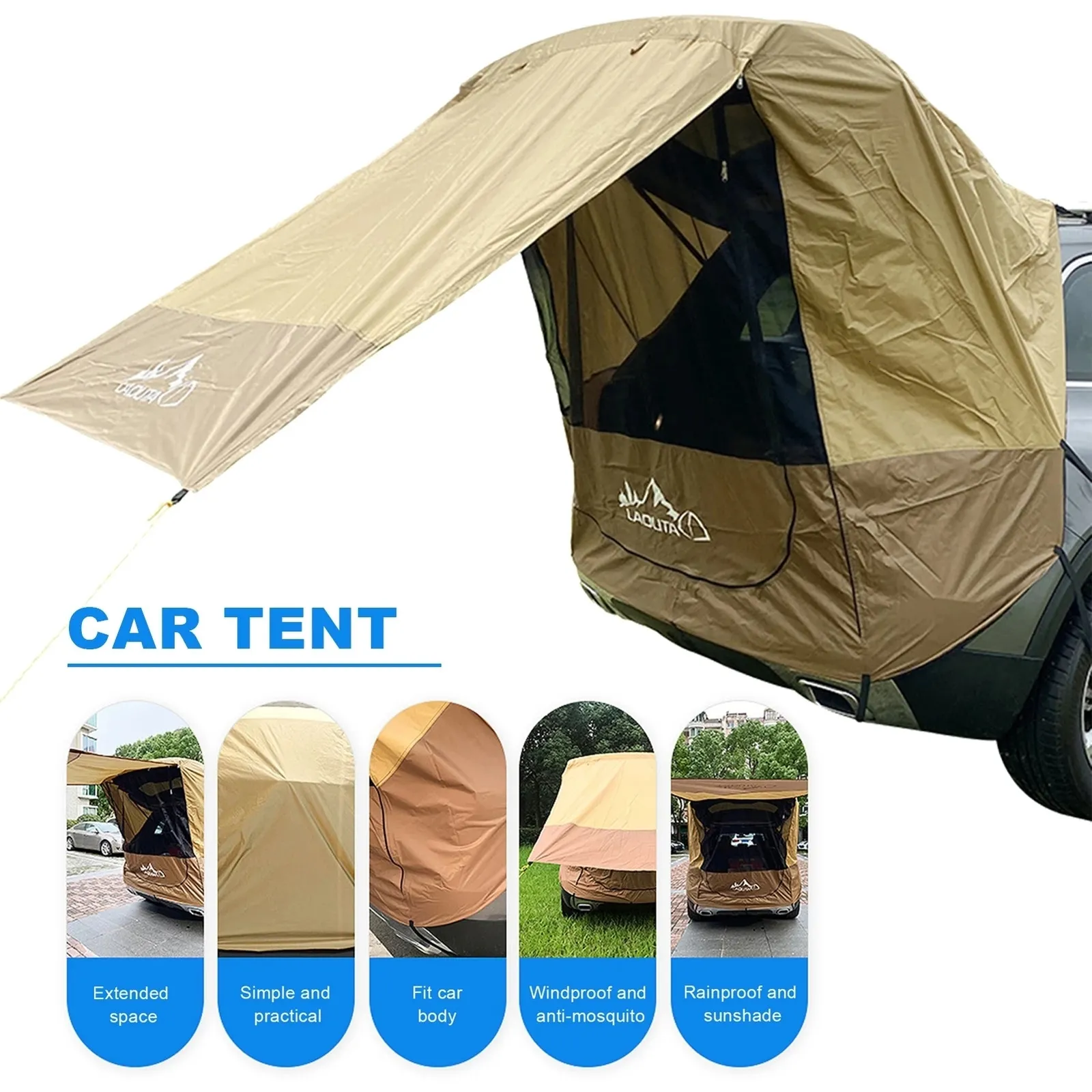 Simple Sunshade Tent For Car, Motorhome, Tour, Barbecue, Black