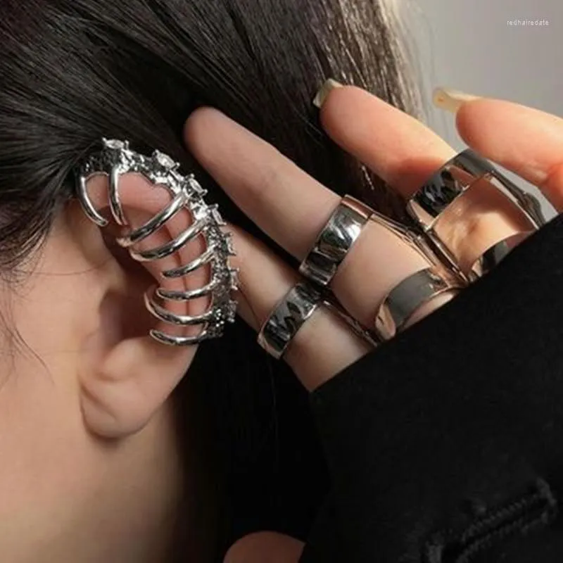 Ryggar örhängen 2023 Punk Metal Mechanical Clip for Women Girls Party smycken tillbehör utan piercing geometri oregelbunden