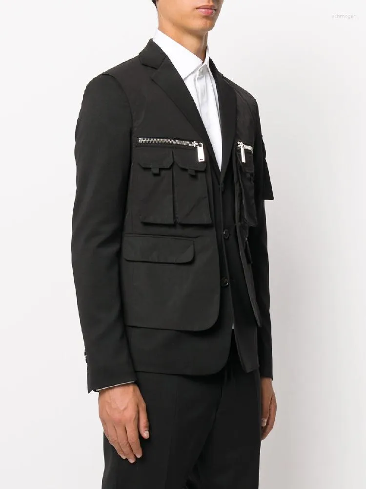 Herrenanzüge Herbst Mode Persönlichkeit Große Größe Multi-Pocket Tasche Slim Casual Jacke Mantel