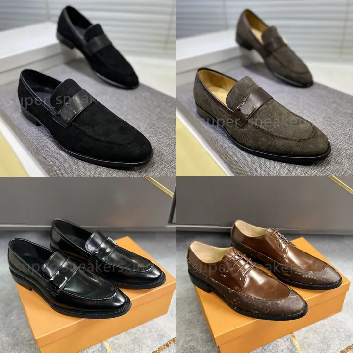 Men Luxury Dress Shoes Designer top Leather Business Loafers Men Casual High QualIty Shoes for Men Flat Shoes Size 38-45 With Box