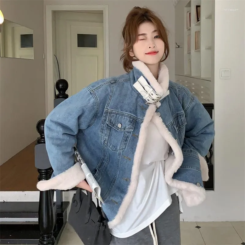 Fuzzy jean 2025 jacket oversized