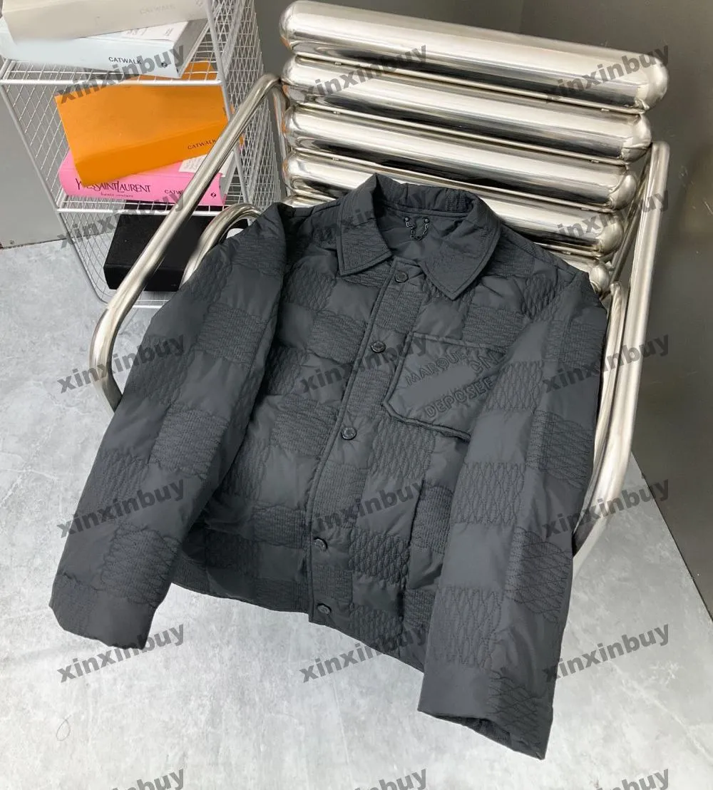 Xinxinbuy Hombres diseñador Abrigo Chaqueta Checkerboard algodón manga larga mujeres gris Negro caqui verde M-3XL