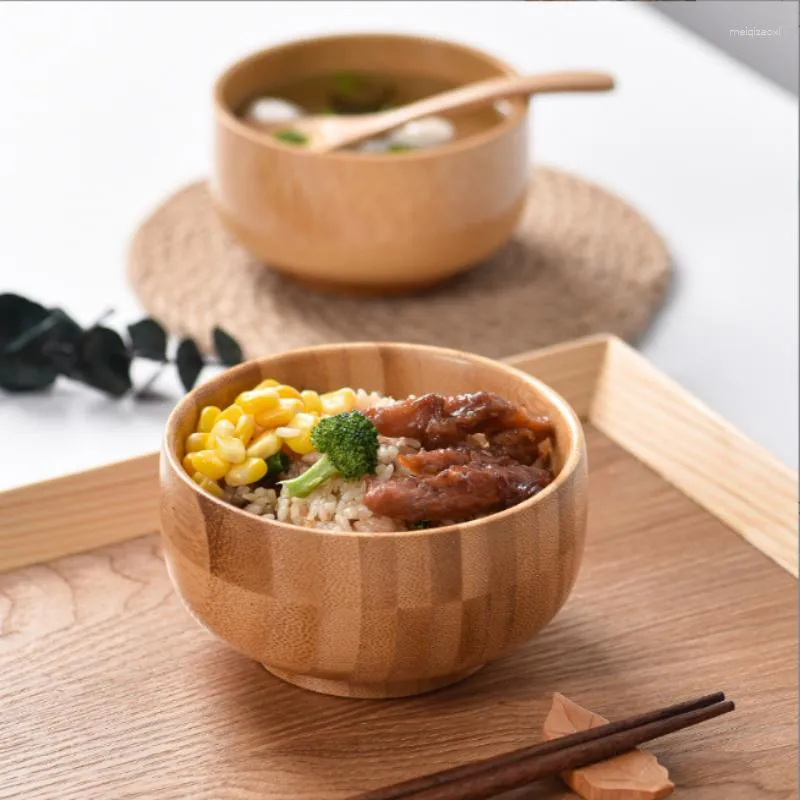 ボウルズ到着環境に優しいホーム製品キッチン食器アクセサリーの日本のスタイルの果物のための天然竹サラダボウル