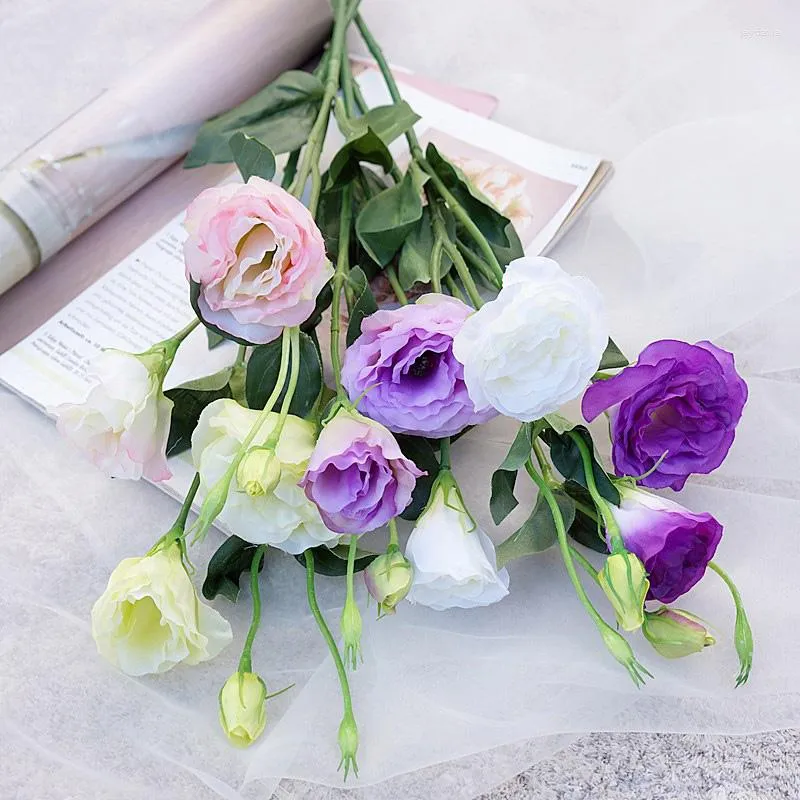 Decorative Flowers Single Branch Simulation Eustoma Flower Artificial Silk Wedding Decor Arrangement Accessaries Fake Bouquet