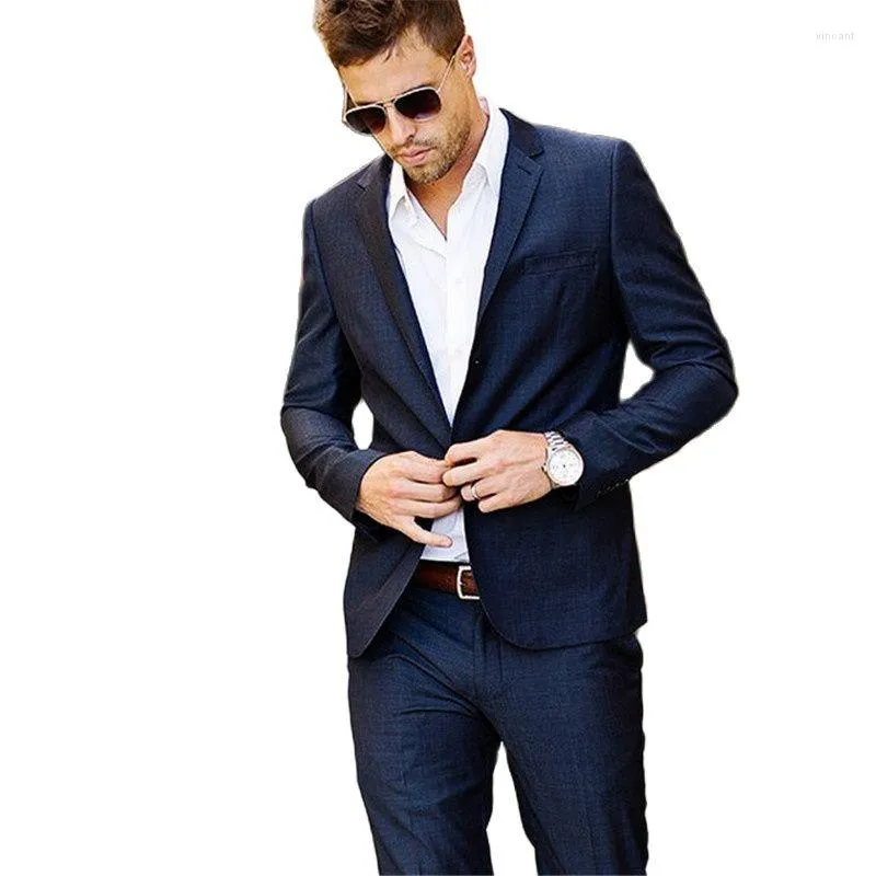 Trajes De Hombre Casual De negocios con estilo para hombres 2 piezas (chaqueta pantalón corbata) moda último diseño Trajes De Hombre esmoquin Blazer 693