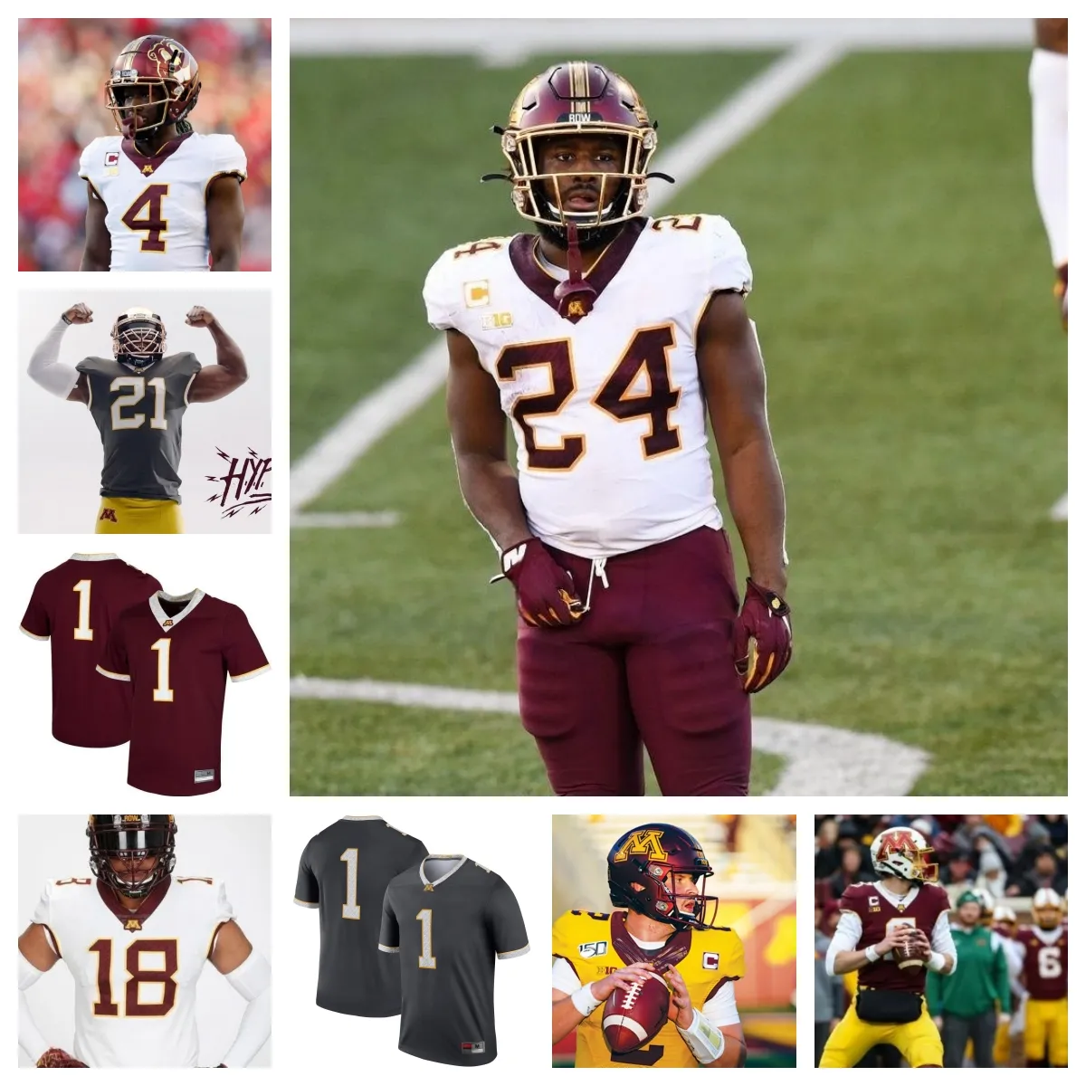 Minnesota Golden Gophers Football jersey 77 Quinn Carroll 0 Anthony Smith 9 Daniel Jackson 1 Taylor 8 Athan Kaliakmanis 91 Deven Eastern 27 Tyler Nubin 23 Williams