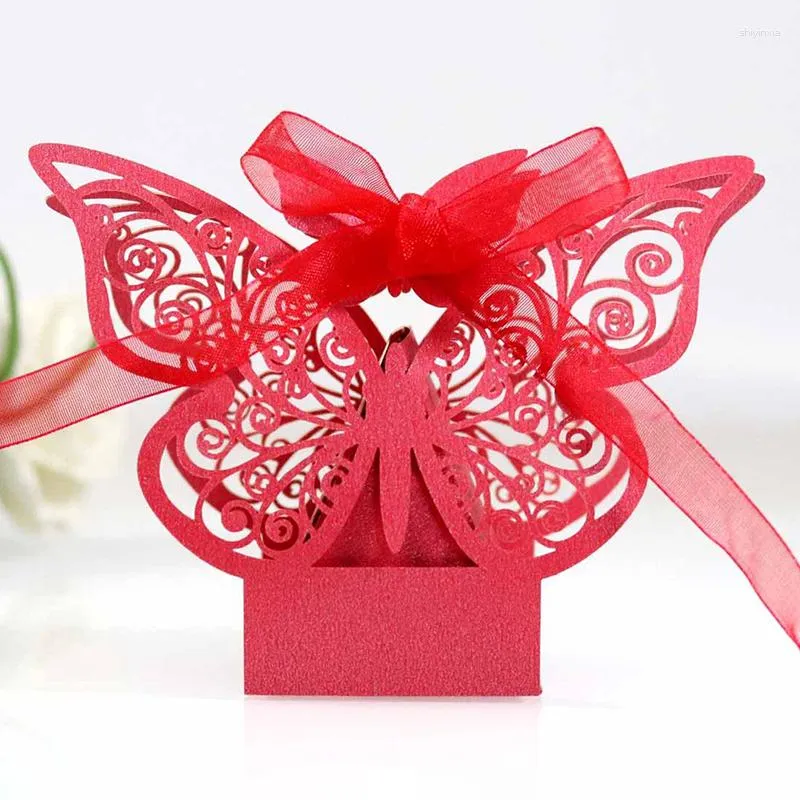 Gift Wrap 5pcs Hollowed Butterfly Art Paper Boxes Packaging Wrapping Candy Chocolate Ribbons Wedding Party Supplies