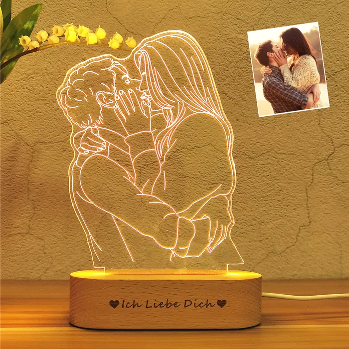 Decorative Objects Figurines Personalized Custom Po 3D Lamp Text Customized Bedroom Night Light Wedding Anniversary Birthday Mother's Father's Day Gift 230826