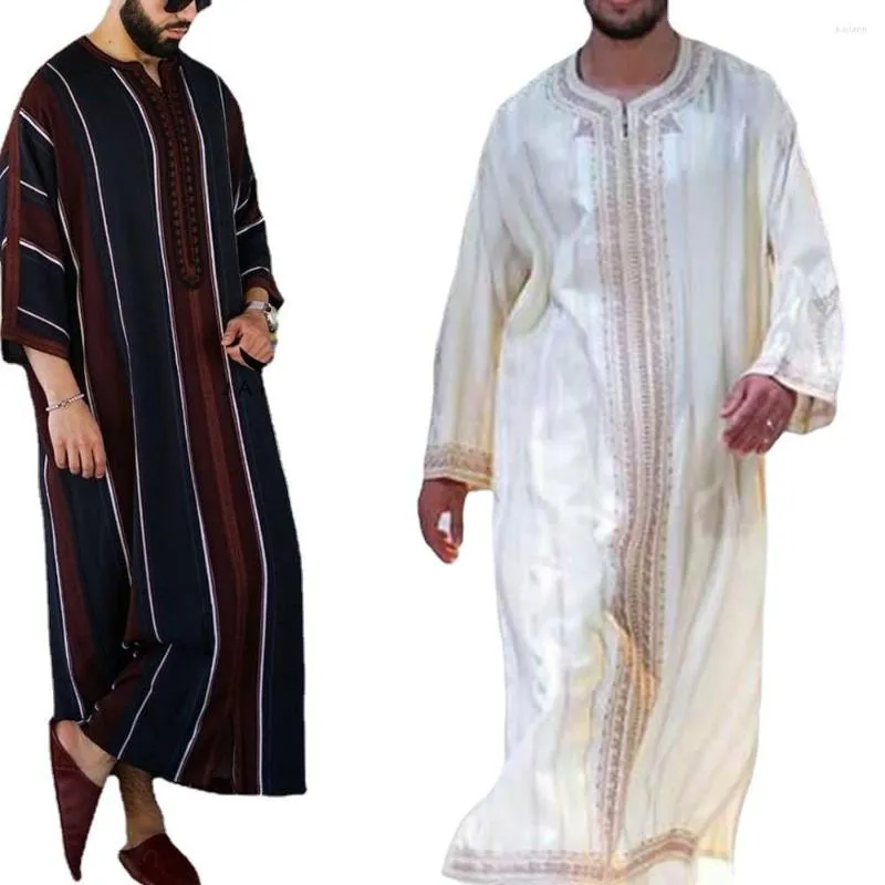 Etnische Kleding Moslim Mannen Mode Abaya Arabische Islamitische Losse Shirt Gewaad Jubba Thobe Print Saudi Arabische Midden-oosten Mannelijke Vestidos