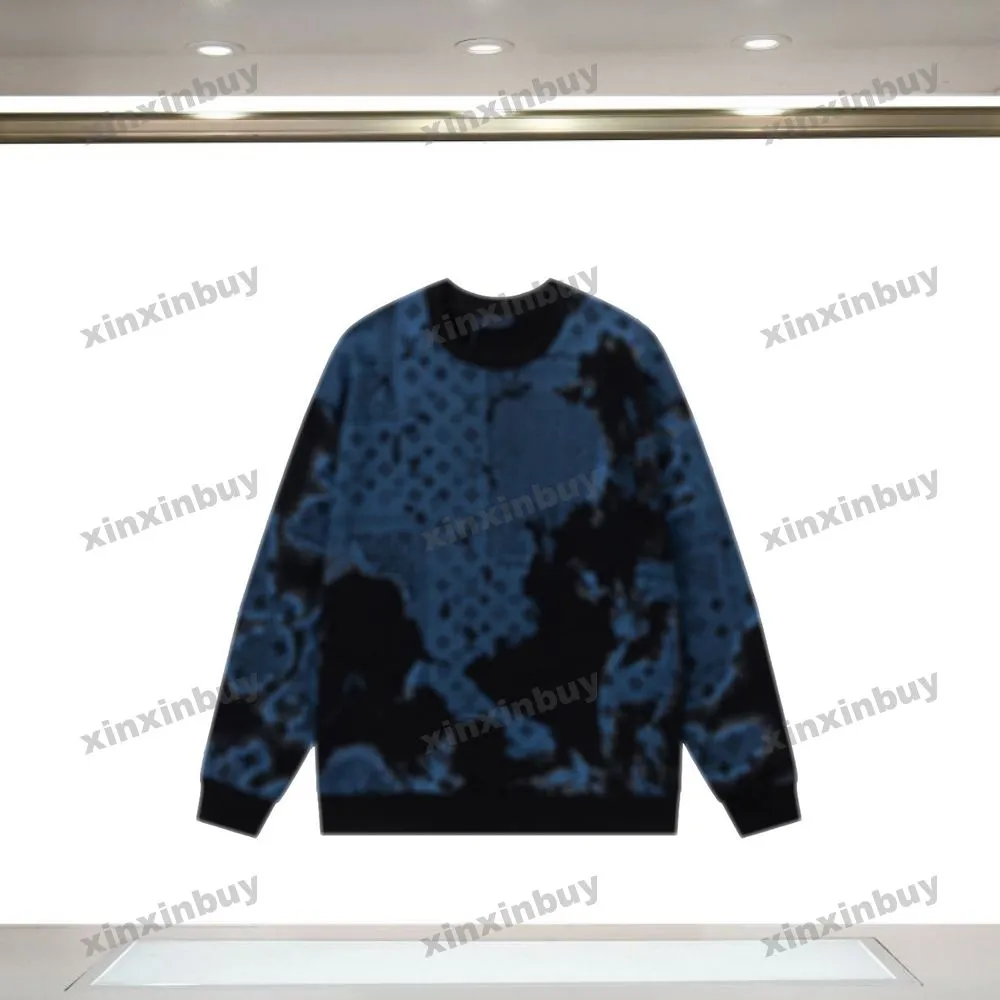 xinxinbuy erkek kadın tasarımcı sweatshirt paris kravat boya kaju meyve desen baskı kazak yeşil gri mavi siyah beyaz s-3xl