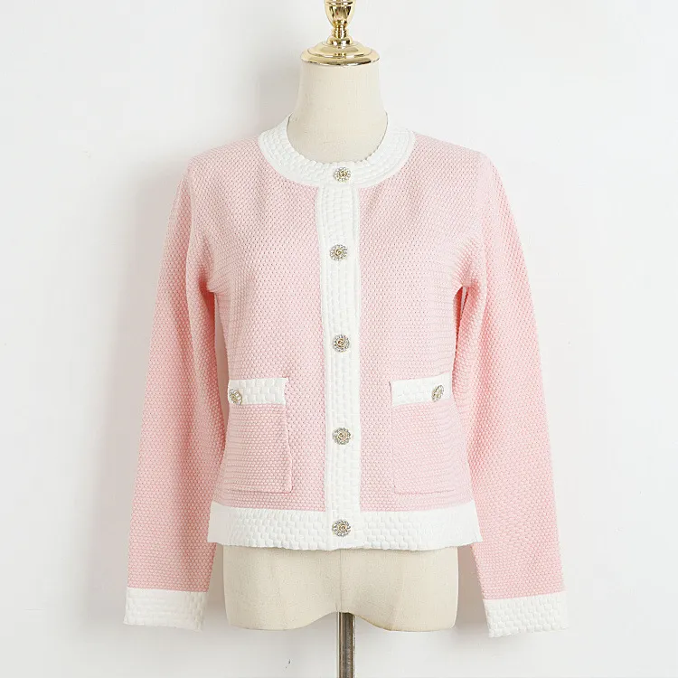 811 2023 Осенний бренд такого же стиля свитер с длинным рукавом экипаж шее кардиган черный розовый женская одежда высококачественная женская DL DL