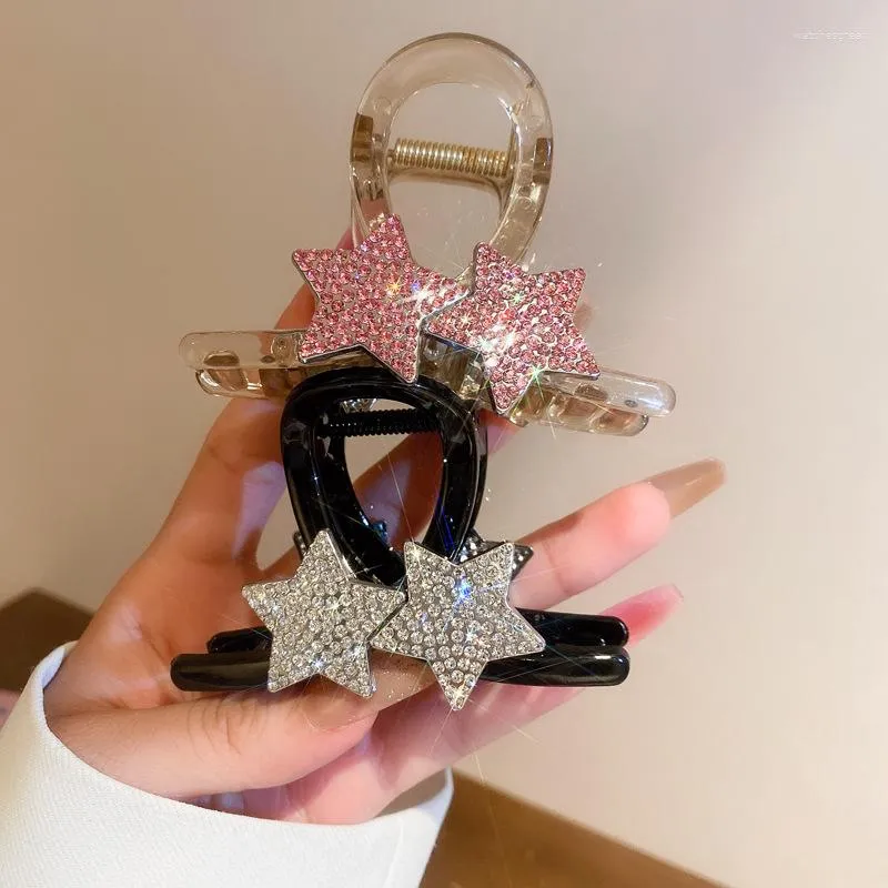 Pinzas para el cabello con incrustaciones de diamantes de imitación para mujer, estrella acrílica, moda versátil, accesorios exquisitos de lujo para el cabello, accesorios de diseñador