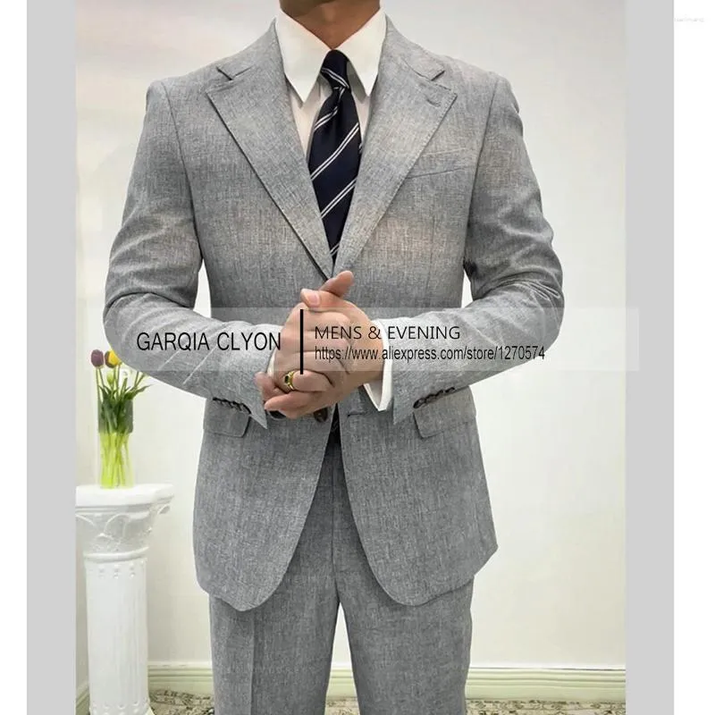 Erkekler Takım 2023 Suit Pamuk 2 Parçalı Çentik Çamur Blazer Ceket Düğün Partisi için Pantolon (Ceket Pantolonu)