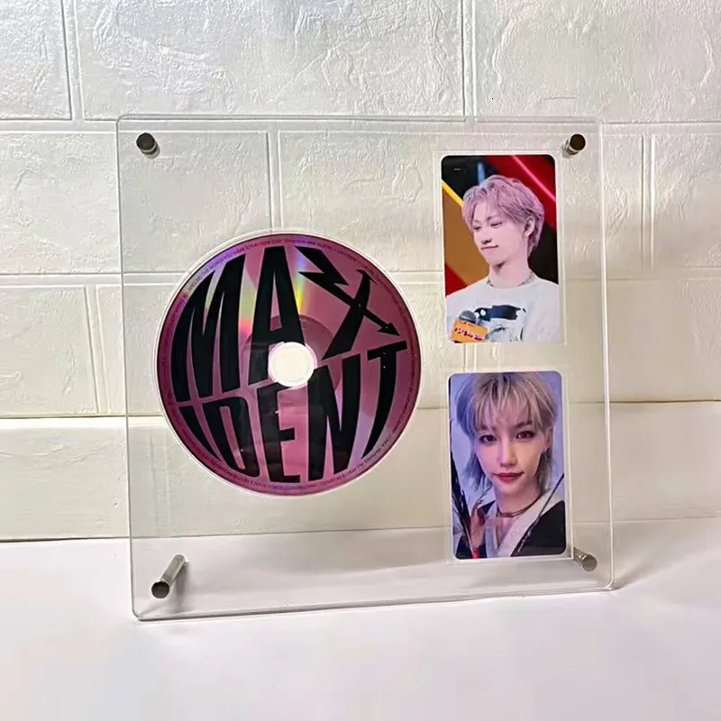 Business Card Files Kawaii Transparent CD Discs Type Pocard Holder Kpop Idol Po Frame Display stands album table decoration Storage rack 230826