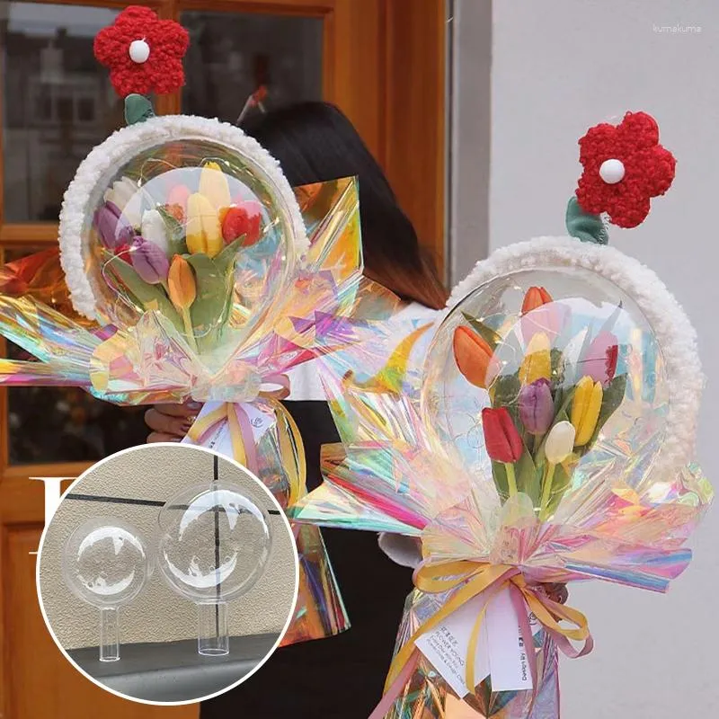 Confezione regalo Scatola trasparente per palline Bobo Confezione di fiori creativi Porta lecca-lecca per snack Borsa per accessori per decorazioni per la giornata delle donne