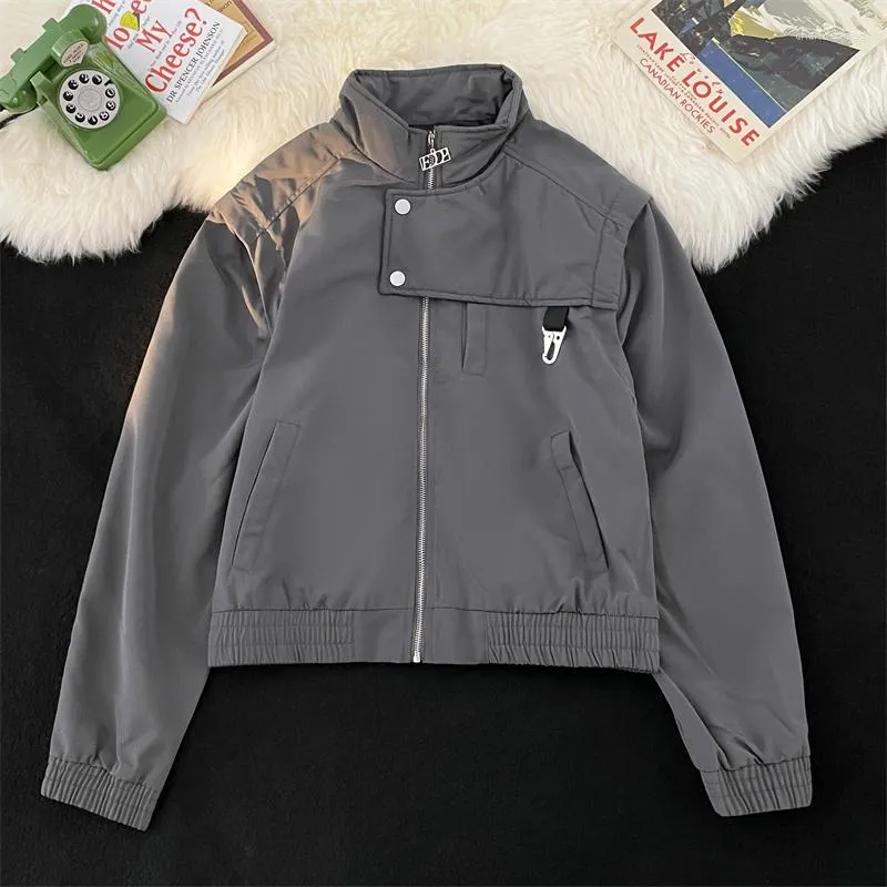 Männer Jacken Outdoor Demontage Ärmel Jacke Einfarbig High Street Lose Baseball Uniform Stand Coller Zipper Taschen