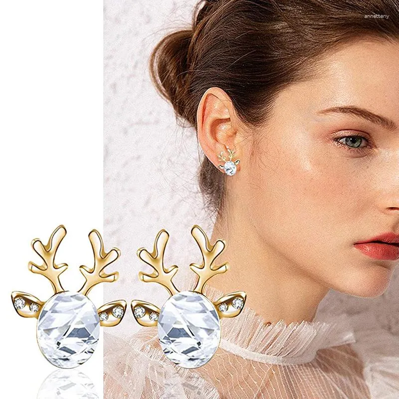 Boucles d'oreilles de noël pour femmes, mignon bois coloré en Zircon bohème, épingle d'oreille bohème en alliage exquis, bijoux cadeaux pour filles