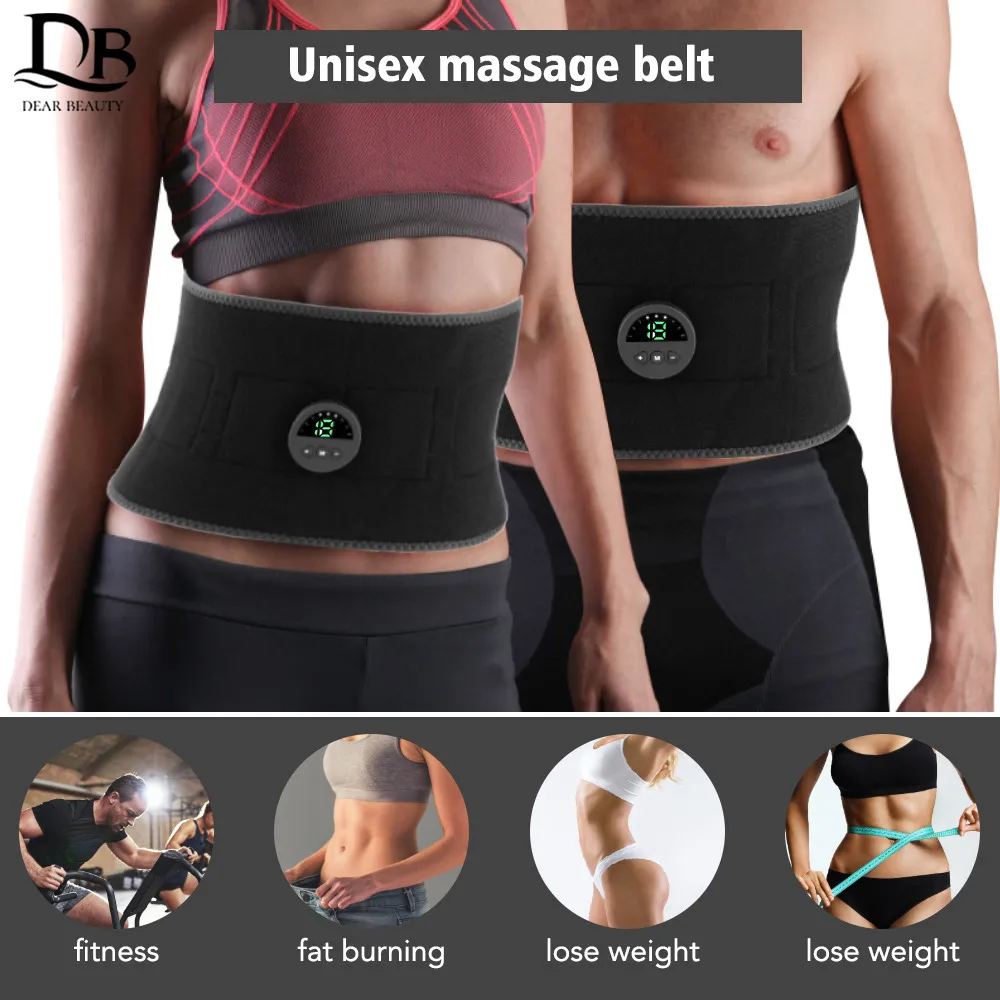 Back Massager EMS Electric Abdominal Body Slimming Belt Waist Band Smart Abdomen Muscle Stimulator Abs Trainer Fitness Lose Weight Fat Burn 230826