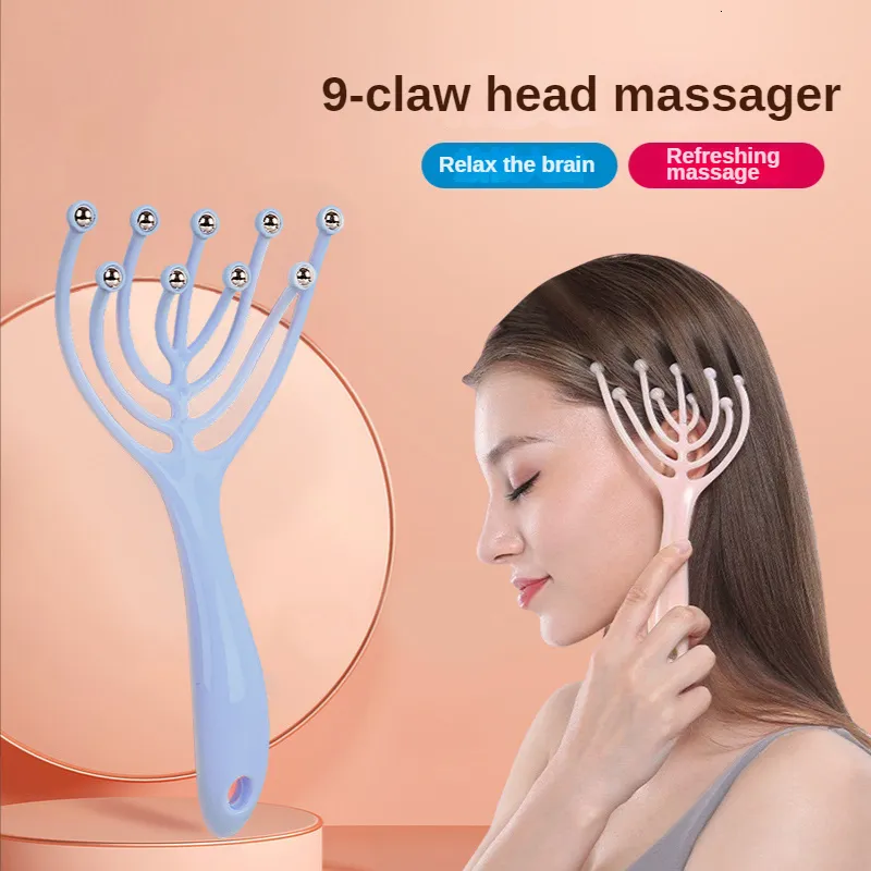 Head Massager 9 Claws Massger Strömlinjeformad Ball Body Relaxation Scalp Massage Handhållen Hår Relax Spa Health Care Stress Relief Aid 230826
