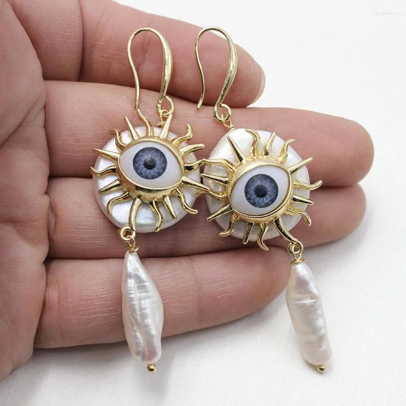 Dangle Earrings GuaiGuai Jewelry Cultured White Coin Pearl Keshi Gold Color Hook Eye Handmade For Women Fashion