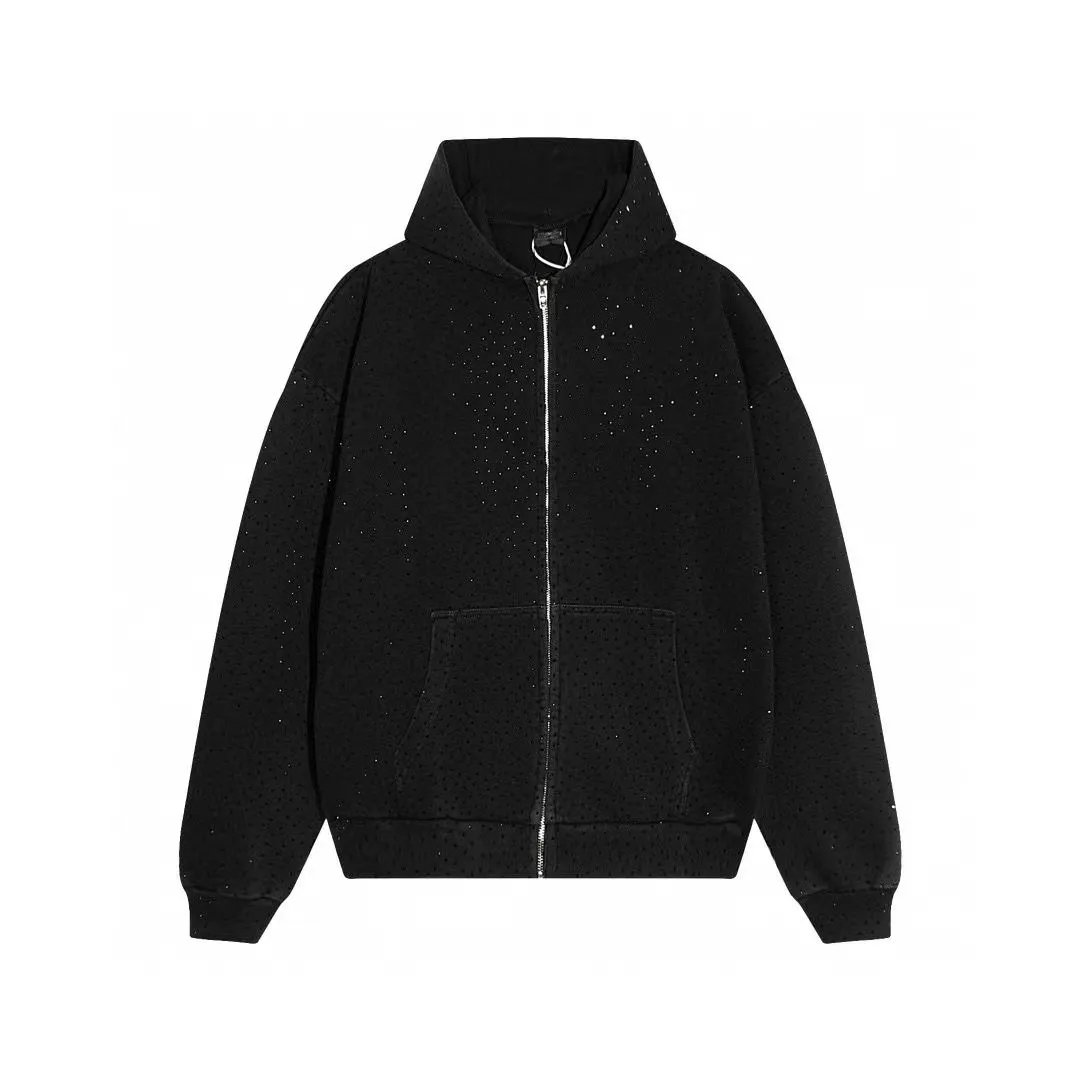 Full Diamond Hot Diamond Zipper Cardigan Manteau Paires Balencaiigas Modèle Full Sky Star Veste Lavé Old Star Sky Manteau À Manches Longues Hommes et Femmes Designer Veste