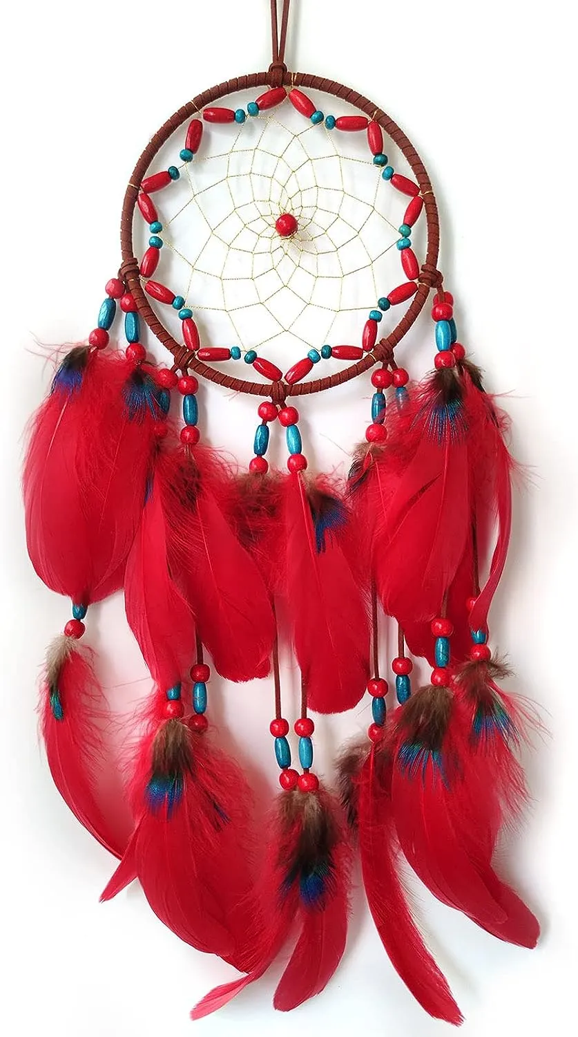 Dream Catchers Red Dream Catcher for Bedroom Adult Feather Dream Catcher for Girls Kids Wall Decor Hanging Ornament 1224586