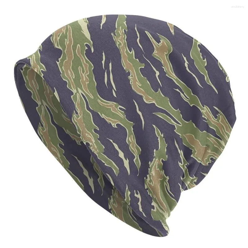 Bérets Tiger Stripe Camo Army Camouflage Skullies Bonnets Chapeau Automne Hiver Hommes Femmes Casquette Adulte Chaud Tête Wrap Bonnet Tricoté