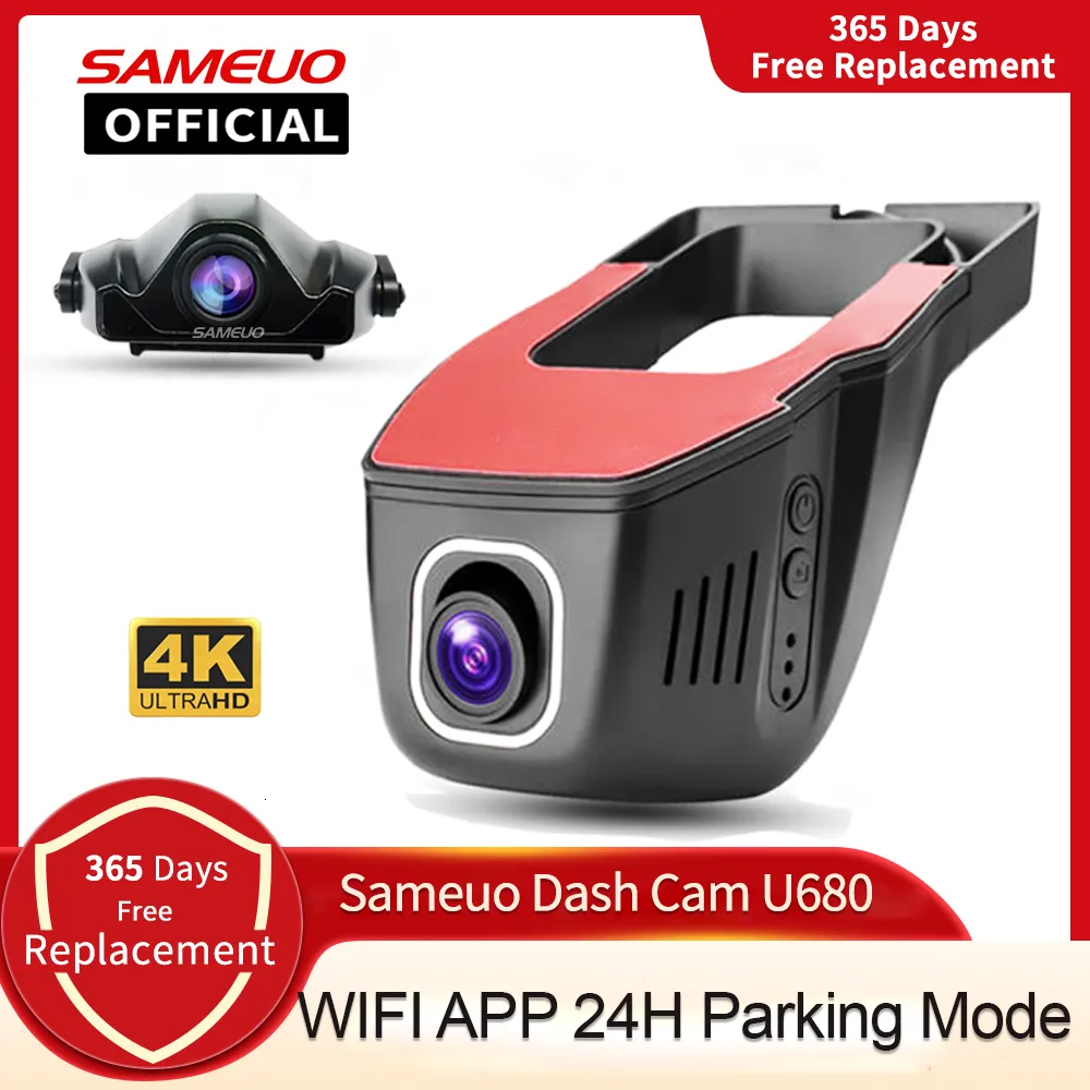 Minikameror Sameuo Hidden Car DVR Dash Cam WiFi Front och Bakkamera 4K 2160p 1080p Loop Record App Control Record Körprocessen 230826