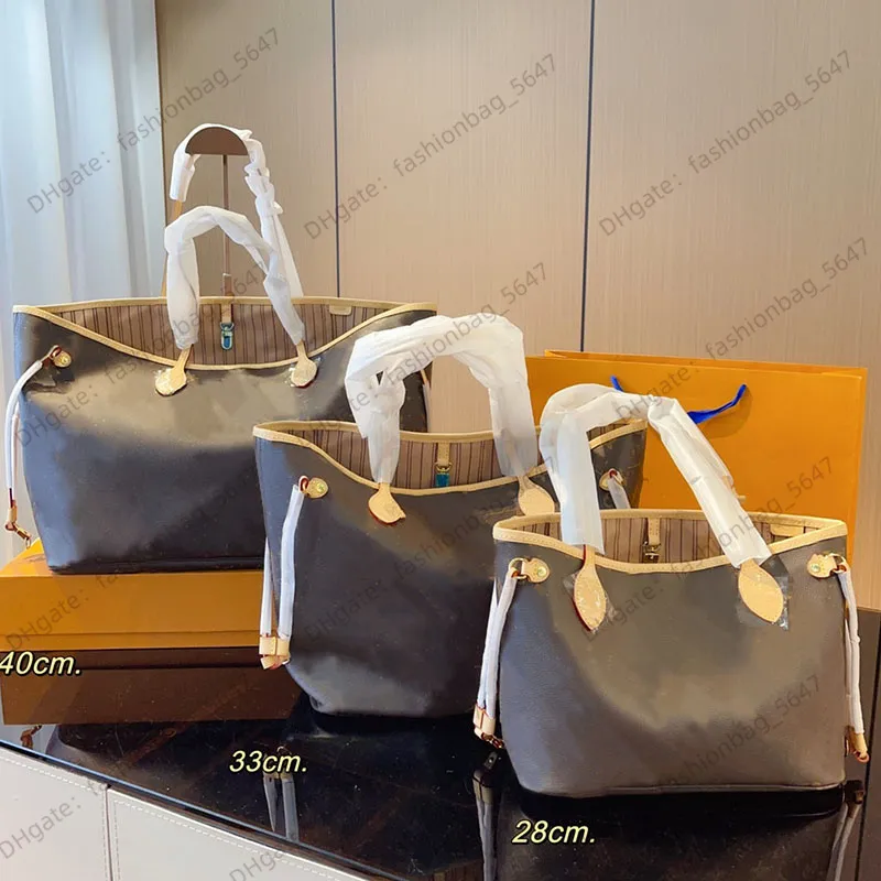 Principal de bolsa de luxo de luxo designer feminino bolsa de ombro neverfulls couro mm size monogramas bolsas de moda nunca bolsa branca completa verificação grande saco prático