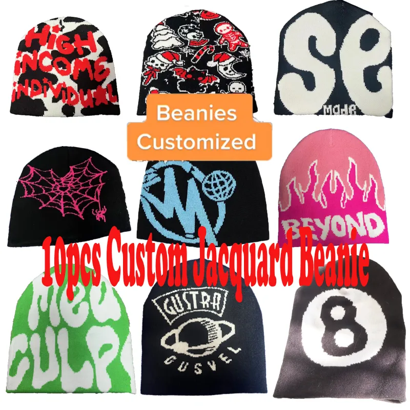 Beanie/Skull Caps Aangepaste Jacquard Beanie Hat DIY aangepaste gebreide muts Dames Wintermuts 230826