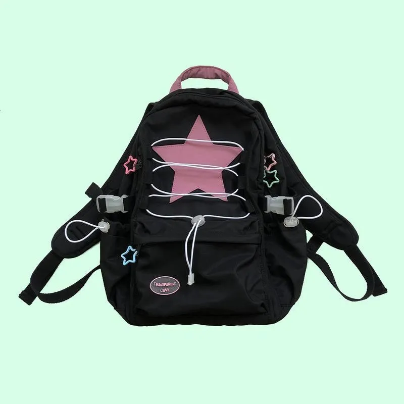 Skolväskor 2023 Pink Star Highcapacity ryggsäck koreansk preppy för högskolestudenter Casual All Match Travel Back Pack 230826