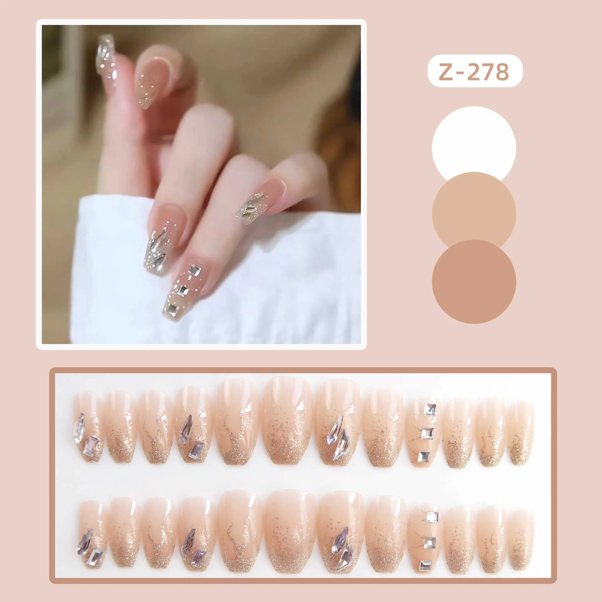 Square Fake Nails Geometric White Silver Short Press on Nails for Nail Art  24pcs | eBay