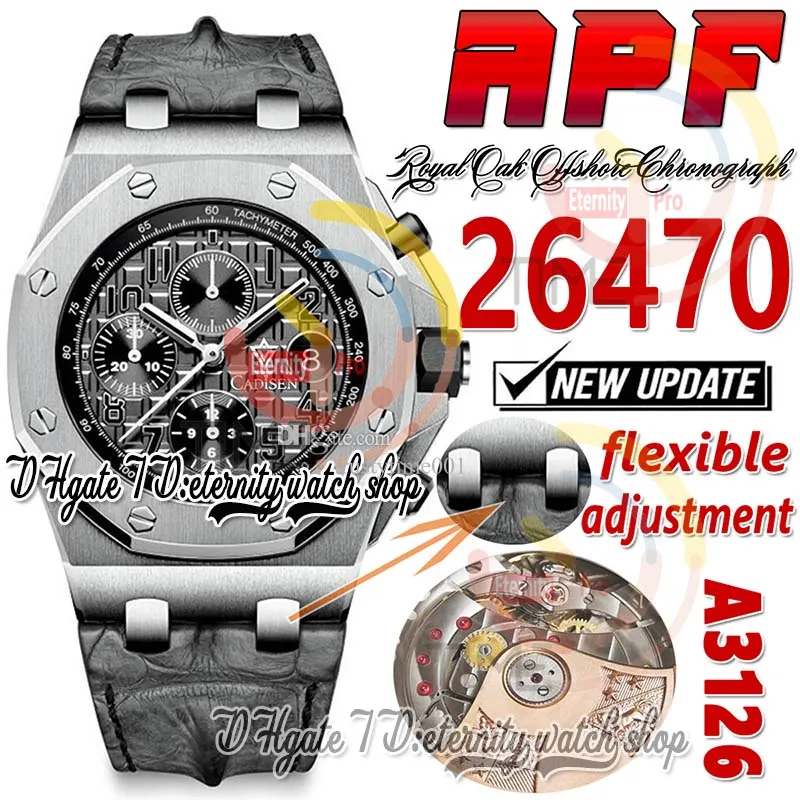 APF 26470 A3126 Montre chronographe automatique pour homme Lunette polie brossée Cadran texturé gris foncé Super Edition Trustytime001 Montres Bracelet Technologie exclusive