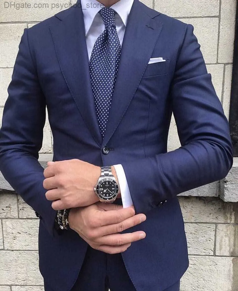 ZARA ダークブルー メンズスーツ 2ボタンジャケットとスラックス 