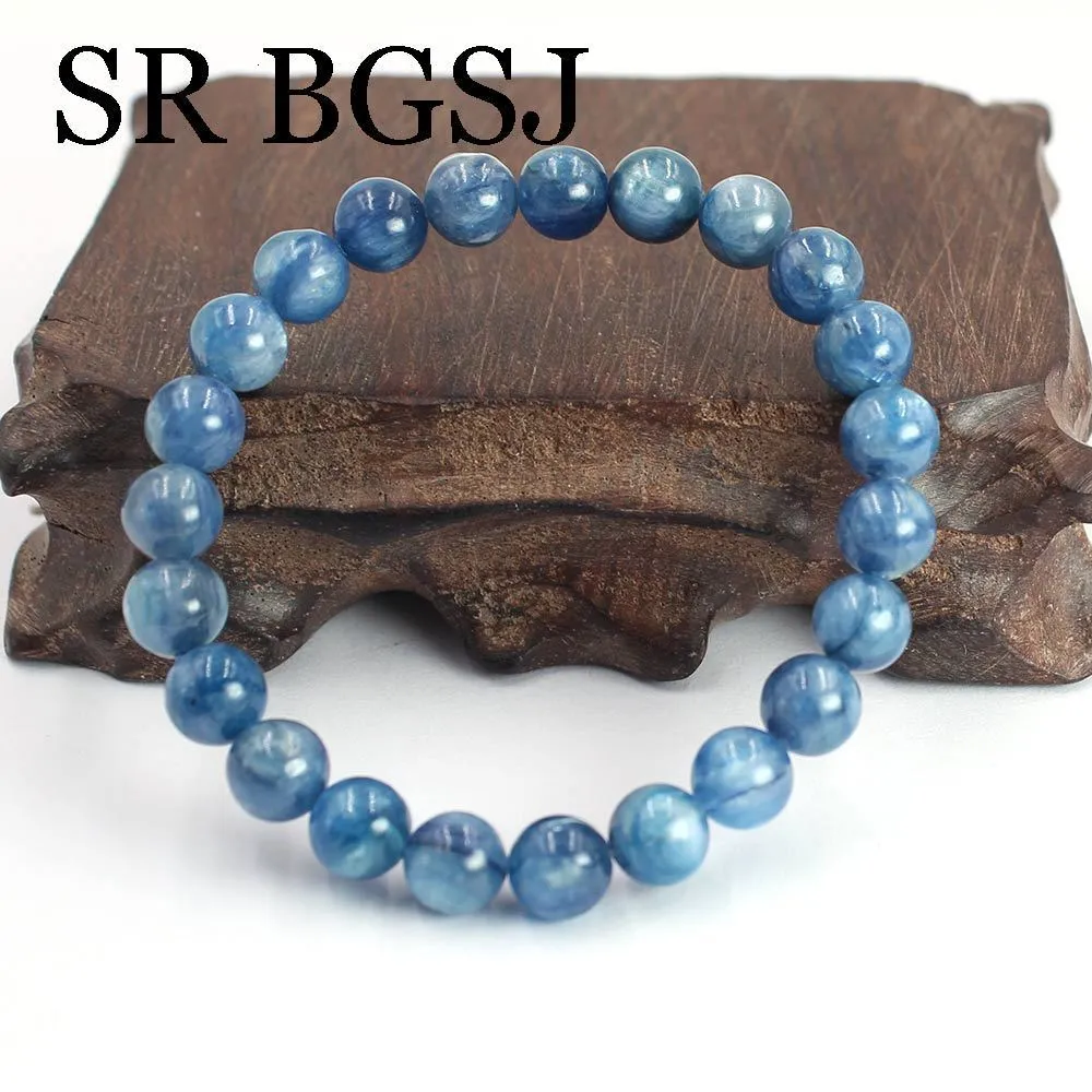 Bangle 8/9mm Atacado Jóias Gemas Naturais Pedra Ajustável AAA Kyanite Mulheres Pulseira 7/8 Polegadas 230828