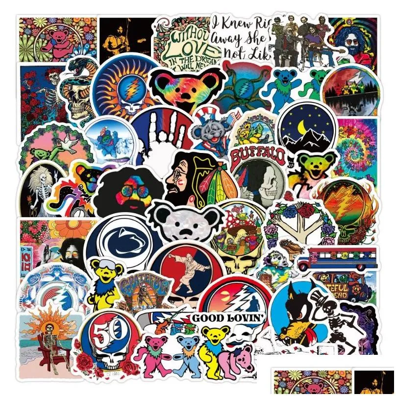 Car Stickers 50Pcs Rock Band Gratef Dead Sticker And Roll Graffiti Kids Toy Skateboard Motorcycle Bicycle Decals Wholesale Drop Delive Dhpeq