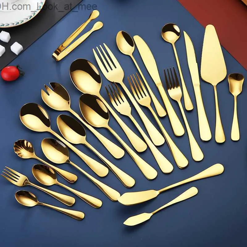 Juego de cubiertos de acero inoxidable chapado en oro de titanio de 16  piezas, juego de cubiertos dorados, servicio para 4, incluye tenedores