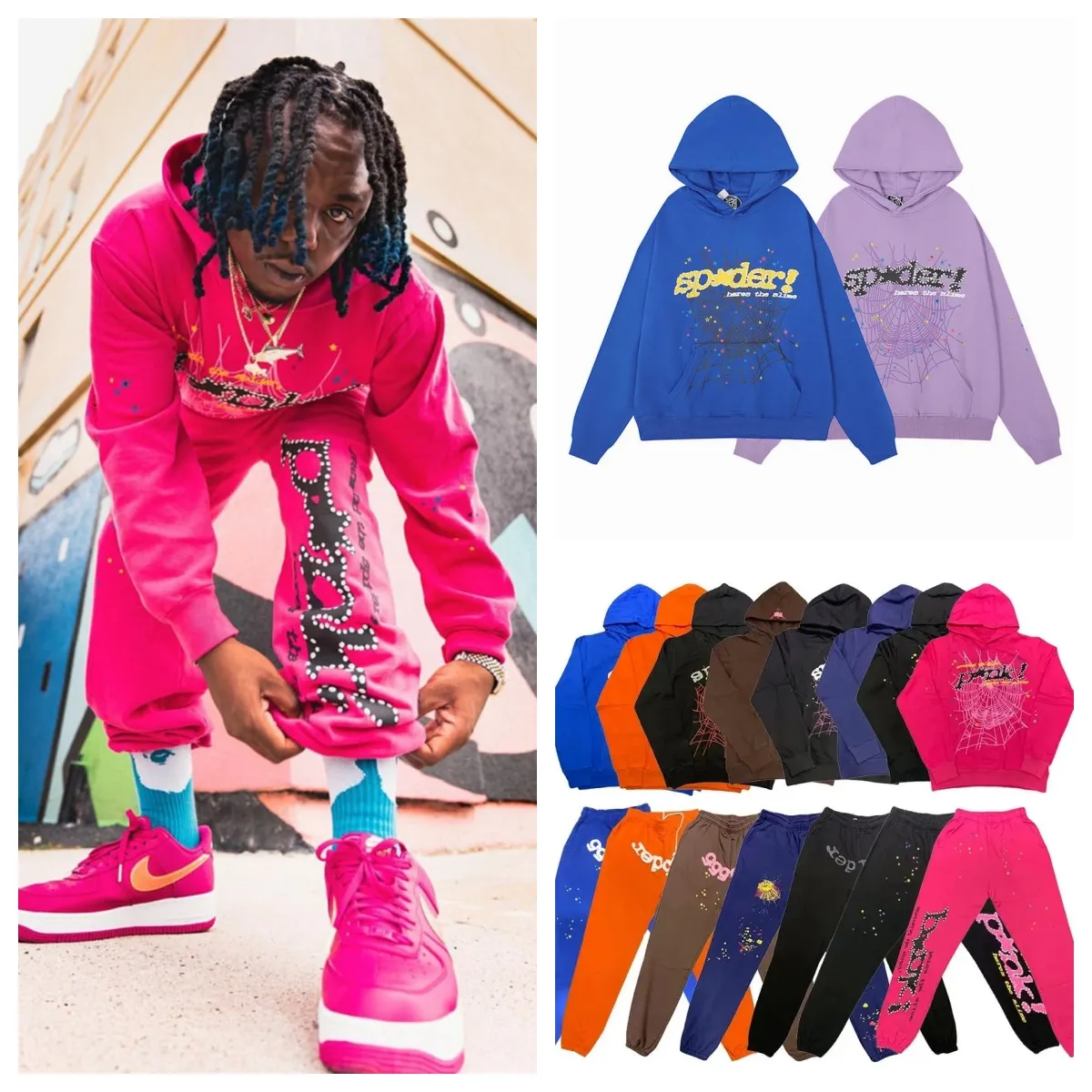 Nieuwe Designer Hoodies Spider Hoodies Sp5der Young Thug Star van dezelfde stijl 555555 Het Beauty Tide oversized sweatshirt met capuchon kan door mannen en vrouwen in de groothandel worden gedragen