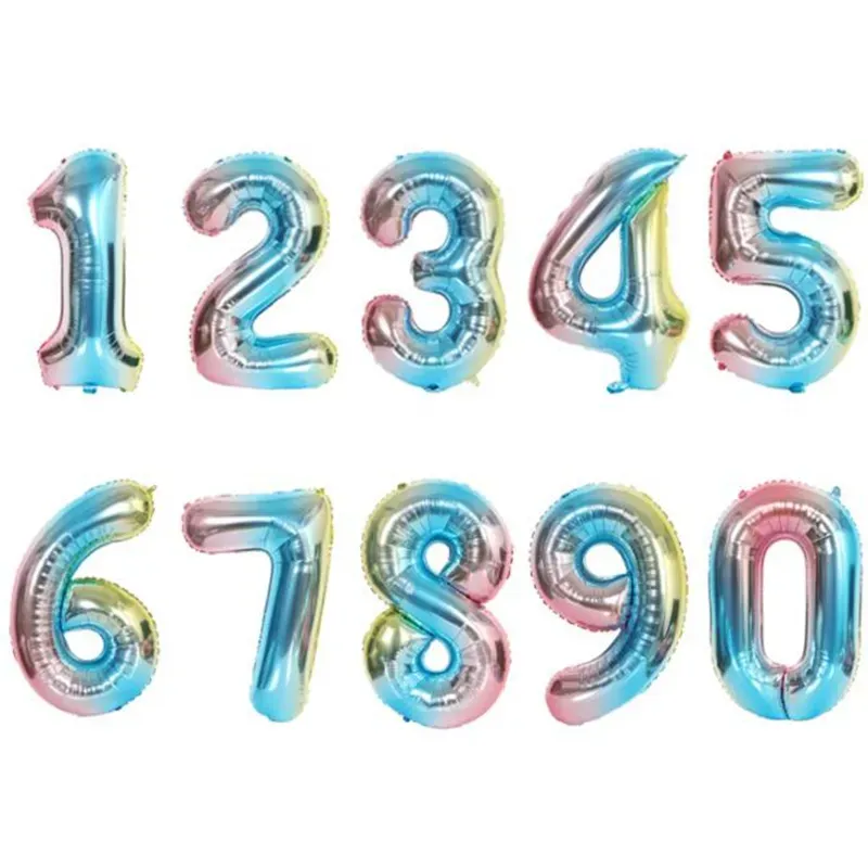 Ballons numériques simples de 32 pouces, décorations de fête d'anniversaire, de mariage, de Banquet à domicile, en aluminium