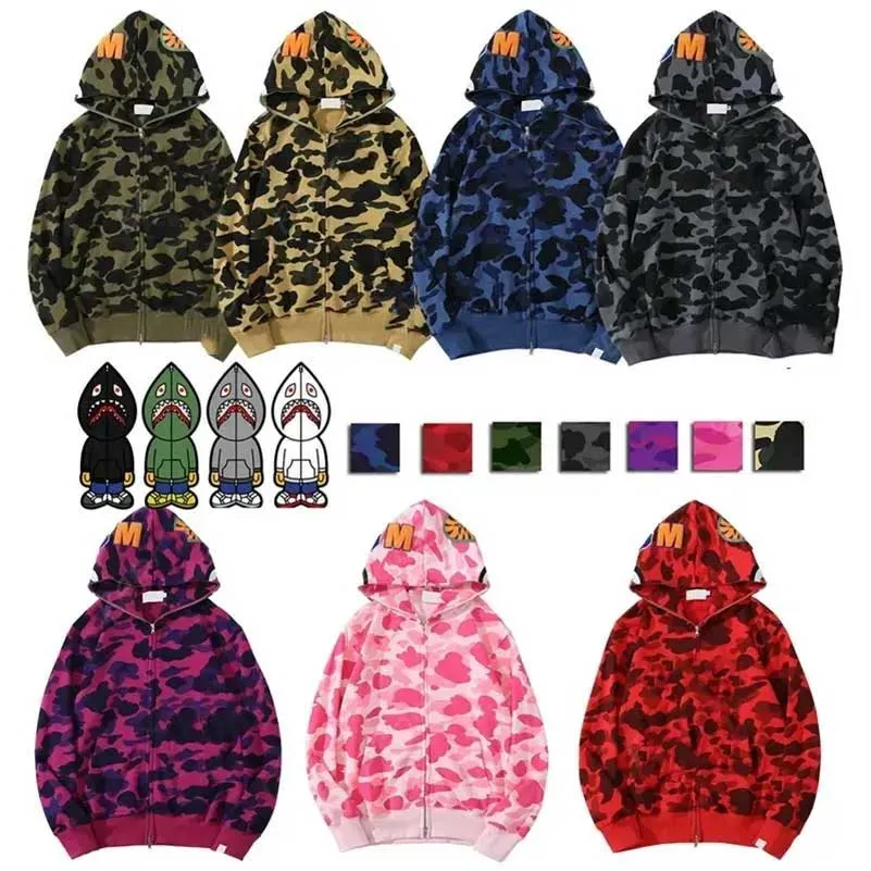 Desiger Mes Hoodie met volledige ritssluiting en haaienhoodies voor dames Zwart camouflagejack Blauw sweatshirt met capuchon Ma Damestrui Tech Fleece met logmouwen